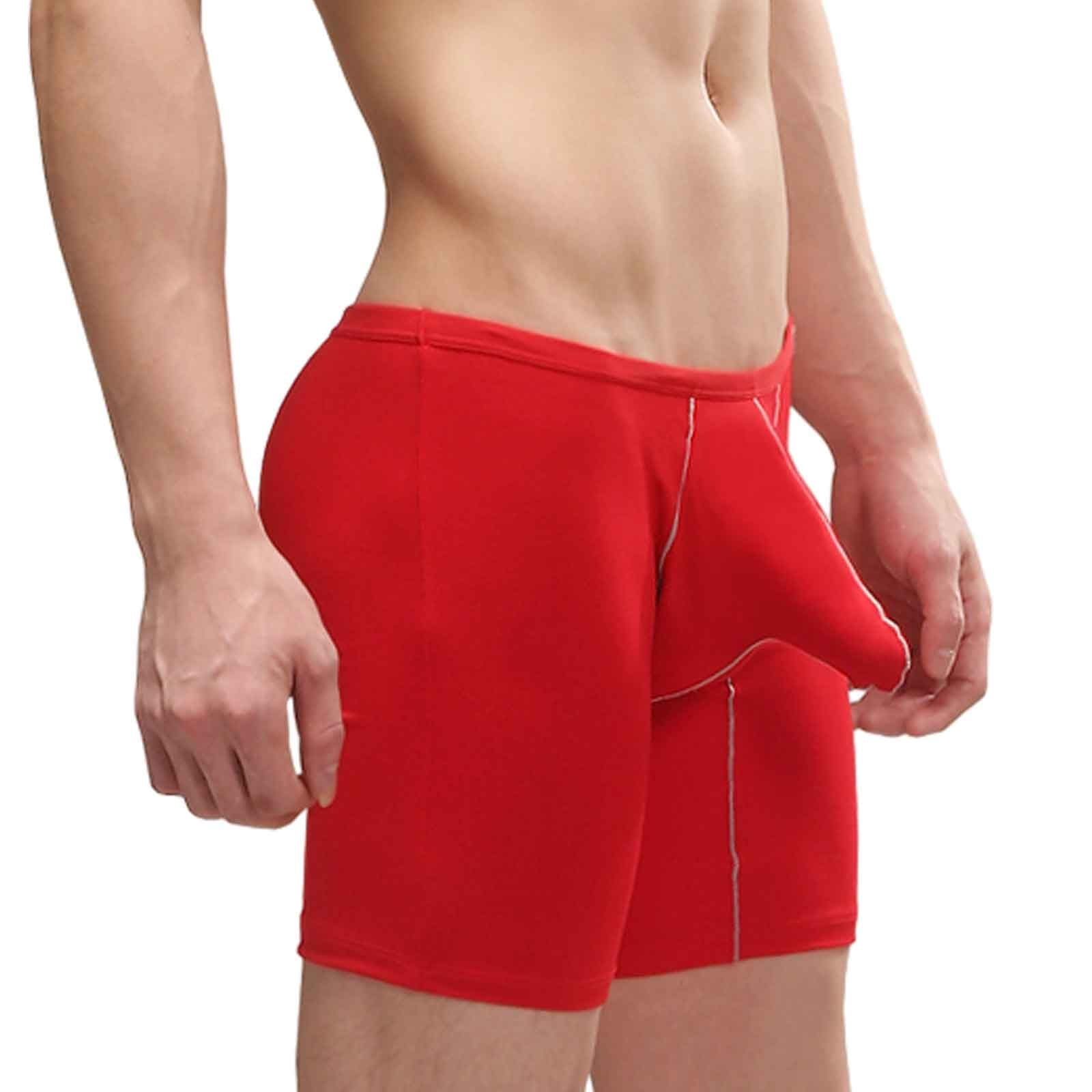 Mens Long Leg Anti Wear Sports Striped With Pouches And Sexy Underwear Briefs for Men Large Mens