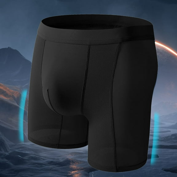 Mens Long Leg Underwear Boxer Briefs Casual Lightweight Solid Breathable Mid Waisted Stretchy Slim-Fit Loungewear Athletic Workout Running Boxers