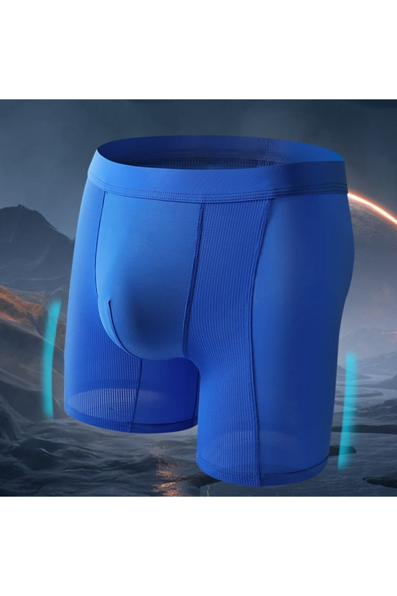 Mens Long Leg Underwear Boxer Briefs Casual Lightweight Solid Breathable Mid Waisted Stretchy Slim-Fit Loungewear Athletic Workout Running Boxers