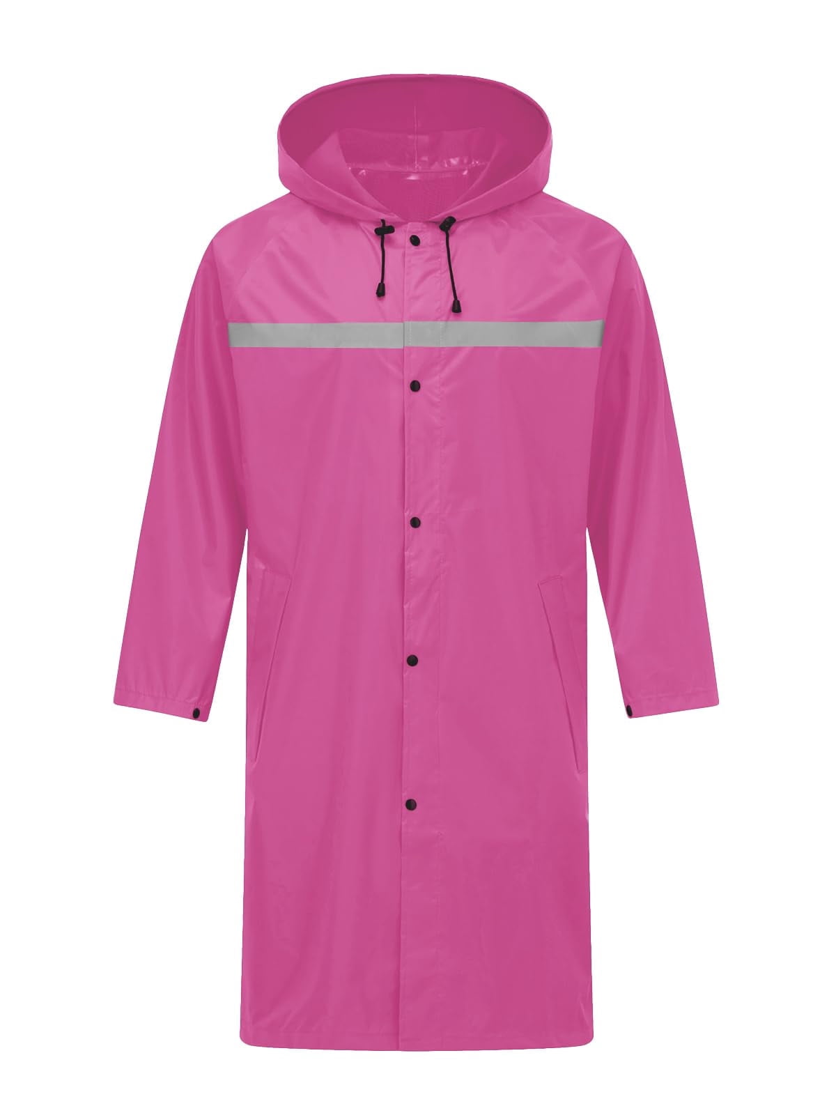 Mens Long Safety Rain Coats with Air Vents Reflective Stripes Waterproof Packable Rain Jacket with Hood Lightweight