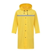 Mens Long Safety Rain Coats with Air Vents Reflective Stripes Waterproof Packable Rain Jacket with Hood Lightweight