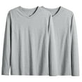 thumbnail image 1 of Mens Long Sleeve Basic Tops 2 Pack Big & Tall V Neck Cotton Undershirts Casual Loose Layering Tops Pullover Gray, M, 1 of 3