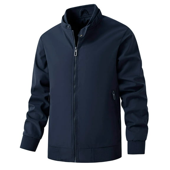 Mens Long Sleeve Bomber Jacket, Regular Fit, Solid Color, Durable Fabric, Ideal for Summer Casual Streetwear and Night Outings