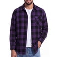 thumbnail image 1 of Flannel Shirts for Men Purple and Black Buffalo Plaid Shirts Long Sleeve with Pocket L, 1 of 8