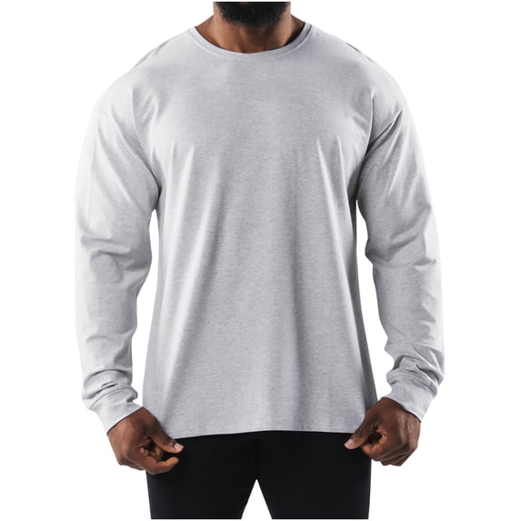 Mens Long Sleeve Casual Lightweight Fitted Basic T-Shirt Men's Casual Loose fit Cotton T-Shirt Basic Full Sleeves Crew Neck Pullover Shirts Lightweight Classic Solid Color T Shirts Soft Comfy Tee Top