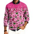 thumbnail image 1 of Mens Long Sleeve Christmas Shirts Ugly Sweatshirt for Men Pink M, 1 of 4