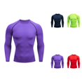 thumbnail image 1 of Mens Long Sleeve Compression Shirt, Athletic Gym Workout Rash Guard, Thermal Muscle Base Layer, Sports T-Shirt, 1 of 5
