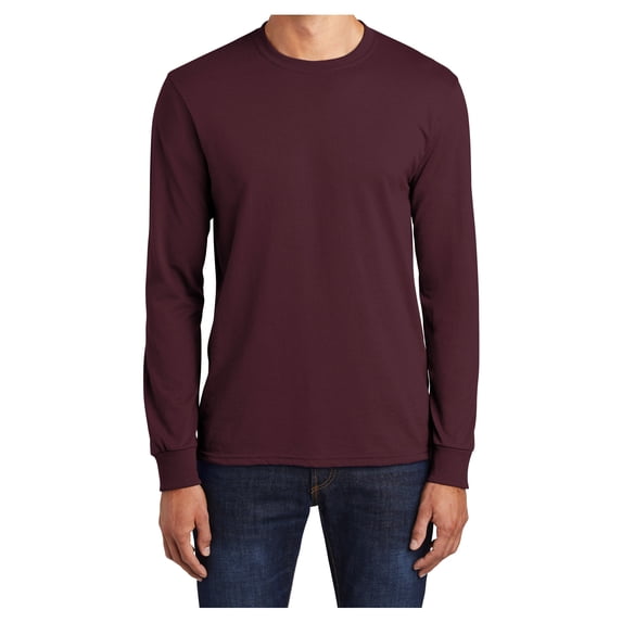 Mens Long Sleeve Core Blend Cotton/Polyester Tee Athletic Maroon Large