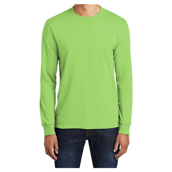 Mens Long Sleeve Core Blend Cotton/Polyester Tee Lime 4X-Large