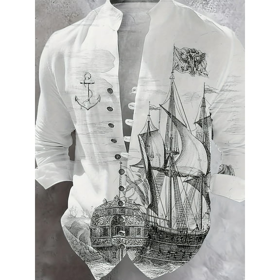 Mens Long Sleeve Cotton Linen Shirt Button Down Blouses Loose fit Vintage Shirts Banded Collar High Elastic Tops White XXL