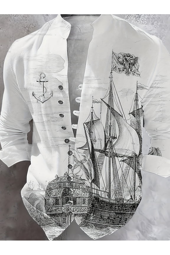 Mens Long Sleeve Cotton Linen Shirt Button Down Blouses Loose fit Vintage Shirts Banded Collar High Elastic Tops White XXL