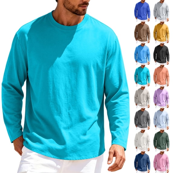 Mens Long Sleeve Crew Neck T Shirts Sweatshirt | Heavyweight Tshirts, Regular Fit, Machine Wash, Casual Wear, Fall/Winter Wear, Thermal