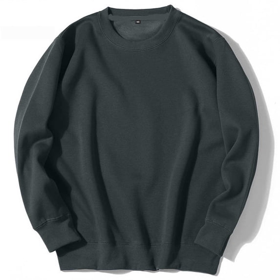 Mens Long Sleeve Crewneck Shirts Lightweight Casual Fleece Sweatshirt Pullover Athletic Workout Loose Shirt for Men