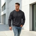 thumbnail image 1 of Mens Long Sleeve Crewneck Sweatshirt Basics Round Neck Pullover Tops Casual Drop Shoulder Slim Fit Athletic Shirts For Men, 1 of 6