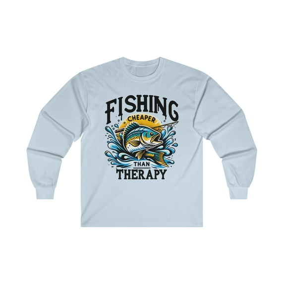 Mens Long Sleeve Fishing Shirt, Fishing Therapy Graphic Tee