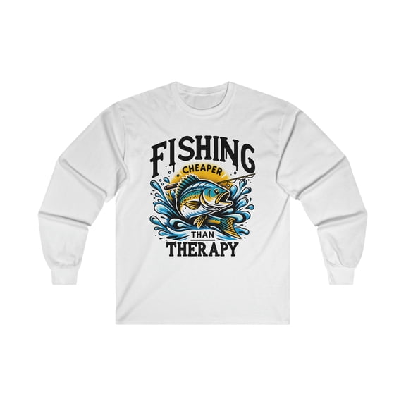 Mens Long Sleeve Fishing Shirt, Fishing Therapy Graphic Tee