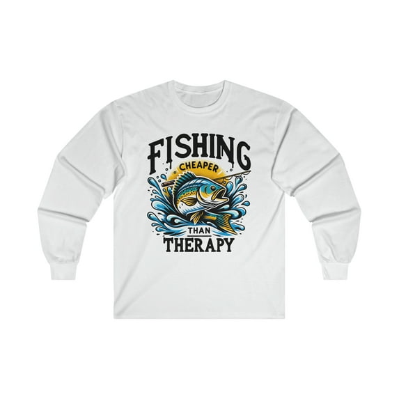 Mens Long Sleeve Fishing Shirt, Fishing Therapy Graphic Tee