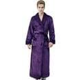 thumbnail image 1 of Mens Long Sleeve Flannel Plush Bathrobe,Full Length Long Bathrobe Waffle Plaid Cuff Shawl Collar Bathing Robe,Plus Size Heavyweight Winter Warm Pajamas Loungewear Robe,S-L Purple, 1 of 7