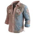 thumbnail image 1 of Mens Long Sleeve Floral Shirts Summer Casual Button Down Dress Shirts Wedding Party Holiday Shirt, 1 of 5