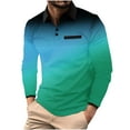 thumbnail image 1 of Mens Long Sleeve Golf Shirts with Button Collared T-Shirts Casual Pullover Gradient Polka Dot Printed Breathable Lapel Office Work Tshirts Tees Tops, 1 of 4