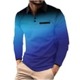 thumbnail image 1 of Mens Long Sleeve Golf Shirts with Button Collared T-Shirts Casual Pullover Gradient Polka Dot Printed Breathable Lapel Office Work Tshirts Tees Tops, 1 of 4