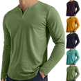 thumbnail image 1 of Mens Long Sleeve Henley Shirt Soft Polyester Moisture Wicking UPF 80+ Casual Basic Tee Light Green L, 1 of 5