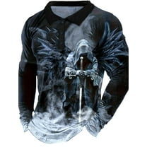 Mens Long Sleeve Henley Shirts Distressed Vintage Waffle Plaid Button T-Shirt Slim Fit Golf Polo Tops Navy M