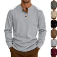 thumbnail image 1 of Mens Long Sleeve Henley Shirts Muscle Fit Ribbed Knit T-Shirt Lightweight Thermal Undershirts Workout Athletic Tee Shirt Light Gray XL, 1 of 9