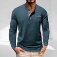 thumbnail image 1 of Mens Long Sleeve Henley Shirts Solid Color T-Shirts Casual Tops for Men Button Shirt Navy M, 1 of 7