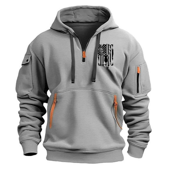 Mens Long Sleeve Hooded Jacket, Regular Fit, Solid Color, Windproof Fabric, Suitable for Summer Outdoor Adventures and Hiking