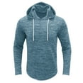 thumbnail image 1 of Mens Long Sleeve Hooded Sports T-Shirt Solid Crew Neck Pullover Tops, 1 of 6