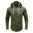 thumbnail image 1 of Mens Long Sleeve Hooded Sports T-Shirt Solid Crew Neck Pullover Tops, 1 of 6
