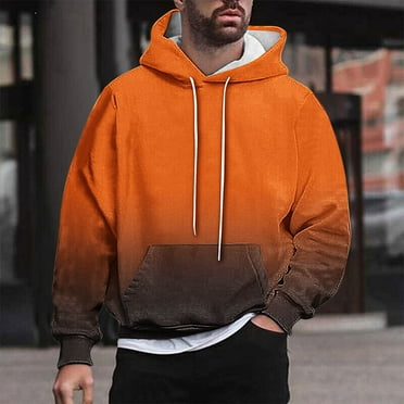 Mens Long Sleeve Hoodies Pullover Big and Tall Clearance Sweatshirts with Front Pocket M-4X Plus Size Casual Basic Loose Gradient Comfort Hoodie Tops