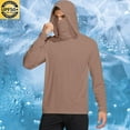 thumbnail image 1 of Mens Long Sleeve Hoodies with Mask Lightweight Pullover Sun Protection UV Shirts Unisex Solid Stretchy Slim Hiking T-Shirts Summer, 1 of 7