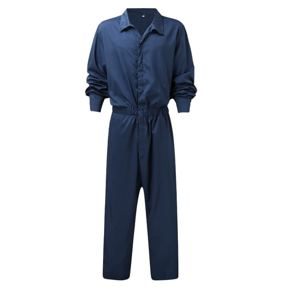 Mens Long Sleeve Jumpsuits Coverall Casual Lapel Rompers Comfy Slim Fit Button Linen Cotton Overalls Tracksuits with Pockets Lightweight Oversized Snap Front Breathable Coverall