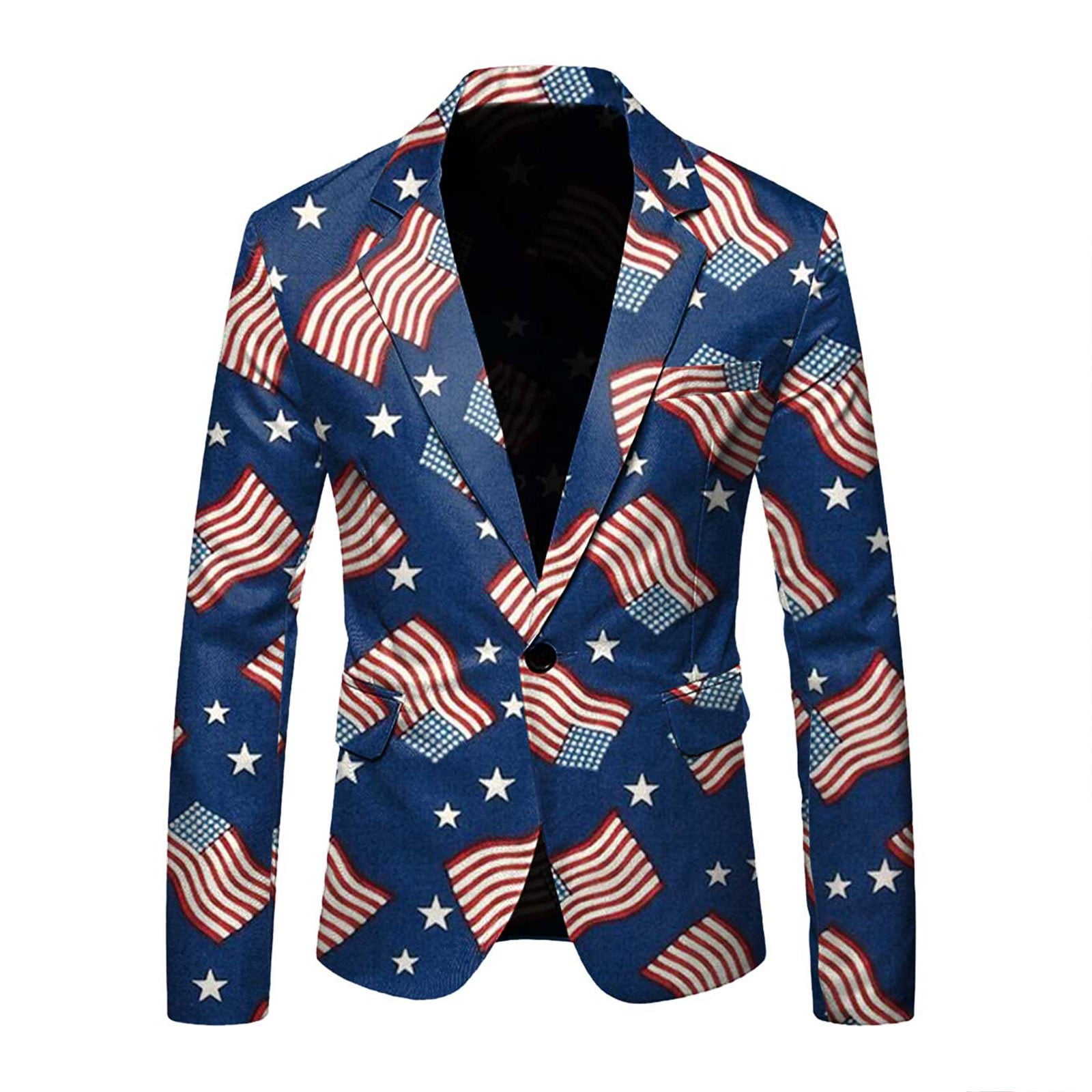 Mens Long Sleeve Lapel Button Button Suit Jacket Large Size Fun Print ...