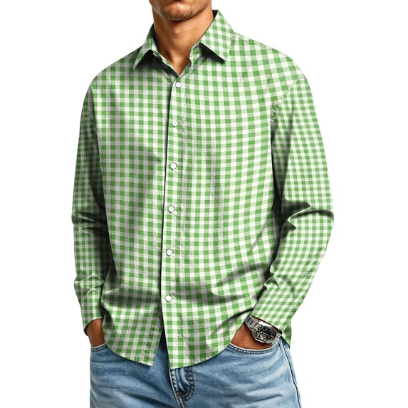 Dress Shirts for Men Long Sleeve Button Down Lapel Tee Wrinkle Stain Resistant Work Casual Fahiosn Fall Tops