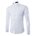 thumbnail image 1 of Mens Long Sleeve Lapel Shirts Slim Fit Button Down Dress Shirt Formal Casual T-shirt Tops, 1 of 6
