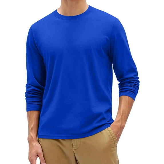 Mens Long-Sleeve Lightweight Crewneck Sweatshirt Royal Blue S