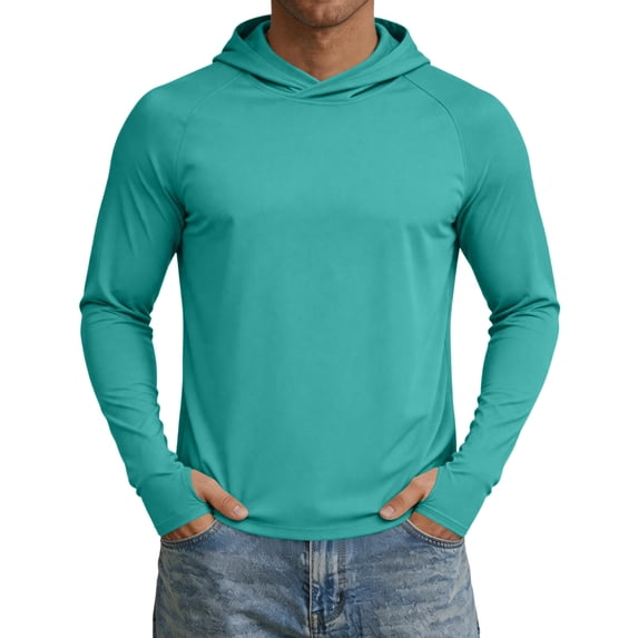 Mens Long Sleeve Lightweight Hoodie SweatShirts,Breathable Athletic Pullover Tops for Running Gym Workout Mint Green XL