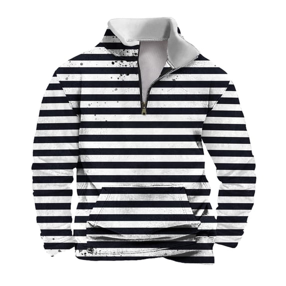 Mens Long Sleeve,Long Sleeve Blouse,Men Casual Fashion Stand Collar Print Zipper Pullover Long Sleeve Sweatshirt
