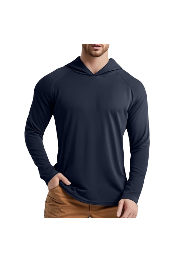 Mens Long Sleeve Men T Shirts Lightweight Cool Outdoor Hooded Shirt for Comfort and Performance Mens T-Shirts In Graphic T Shirts Big and Tall Cotton Black