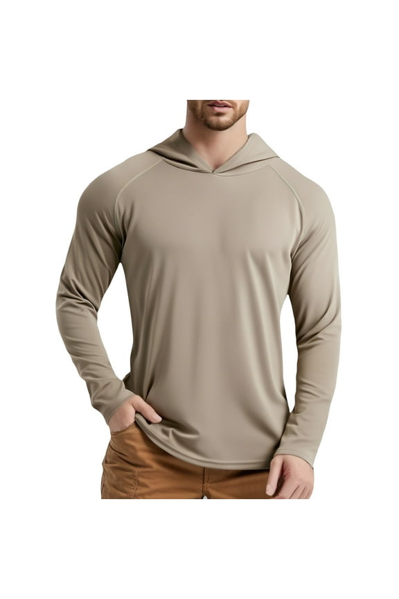 Mens Long Sleeve Men T Shirts Lightweight Cool Outdoor Hooded Shirt for Comfort and Performance Mens T-Shirts In Graphic T Shirts Big and Tall Cotton Black