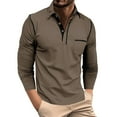 thumbnail image 1 of Mens Long Sleeve,Men's Lapel Button Athletic Fallow Strip Slim Long Sleeve Lapel Top/Shirt, 1 of 6
