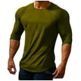 thumbnail image 1 of Mens Long Sleeve Muscle T-Shirts Workout Fitness Sports Fitted Base Layer Tee Moisture Wicking Tops for Men (M, Army Green), 1 of 4