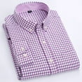 thumbnail image 1 of Mens Long Sleeve Oxford Plaid Striped Casual Shirt Front Patch Chest Pocket Tops, 1 of 9