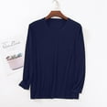 thumbnail image 1 of Mens Long Sleeve Pajamas Loungewear Sleepwear Crew Neck Modal Top Casual Lightweight Nightwear Cotton Pajama Navy XXXXL, 1 of 3