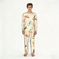 thumbnail image 1 of Mens Long Sleeve Pajamas Round Neck Pjs Set Soft Loungewear with Pockets, Lizards Lizard Pattern, 1 of 6