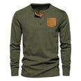thumbnail image 1 of Mens Long Sleeve Plaid Button Down Casual Shirt Men's Corduroy Henley Shirts Casual Long Sleeve Sweatshirts 2024 Fall Half Button Long Sleeves Pullover Shirt Basic Solid Color Casual Work Shirt, 1 of 1