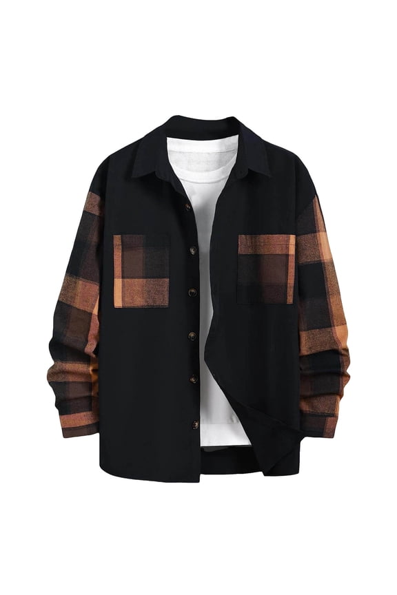 Mens Long Sleeve Plaid Flannel Shirts Casual Button Down Hooded Shirt Jacket Regular Fit Fall Winter Mens Shirts